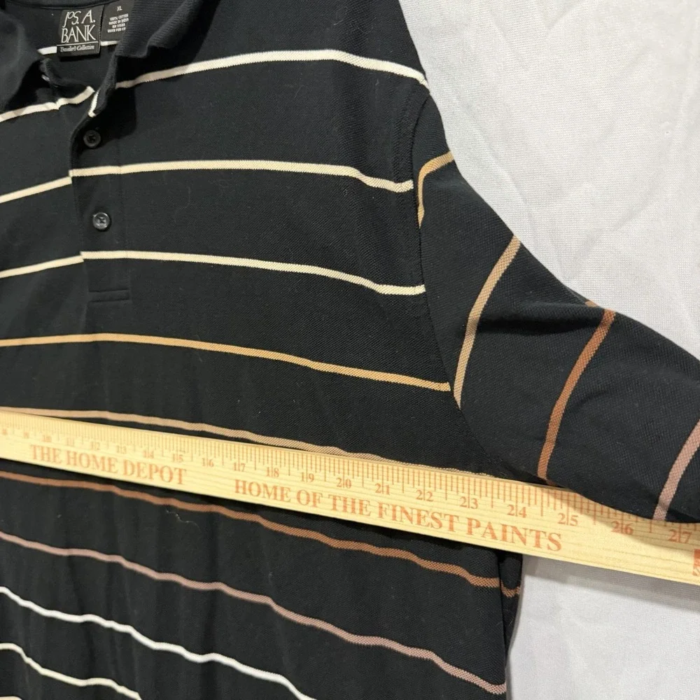 Jos A Bank‎ Travelers Long Sleeve Black Striped Polo Shirt XL  Preppy Casual